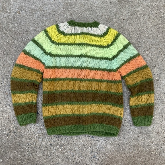 Vintage 50s 60s Mohair Cardigan Women Made in Italy Size 38 M/L Pastel Striped - Picture 8 of 9